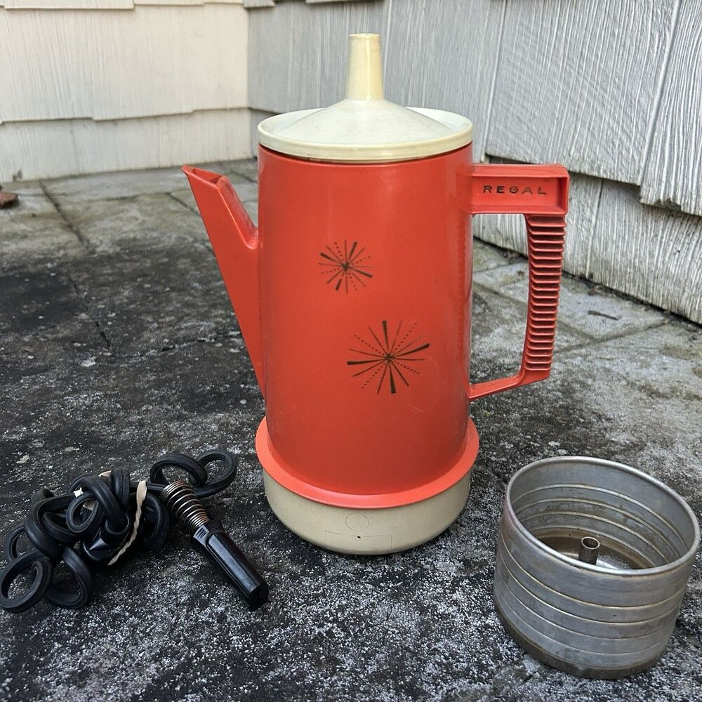 Vintage Regal Poly Perk Percolator Orange Atomic Starburst MCM PARTS / DISPLAY
